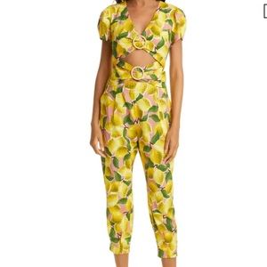 FARM Rio Fresh Lemons Cutout Crop Jumpsuit XL NWT